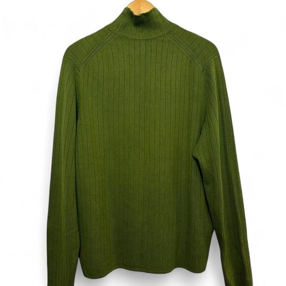 90’s Y2K Abercrombie & Fitch Ribbed Moss Green & Navy Blue Striped Sweater. - Picture 7 of 8